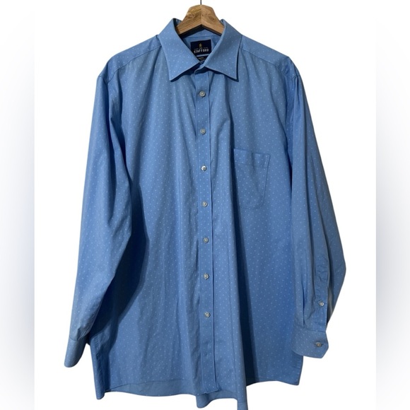 Stafford Shirt Blue XL Sz 17.5 34/35 Cotton Blend Travel - Picture 2 of 8